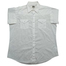 Vtg Ely Cattleman Pearl Snap Shirt Men XL 17.5 White Western Cowboy Rodeo