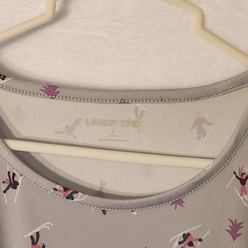 Top donna Lands End grigio manica lunga stampa sciatore cuciture rinforzate - Foto 7 di 9