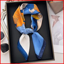 Women Floral Square Scarf Satin Head Wrap Neckerchief Hair Bandana Luxury Scarf
