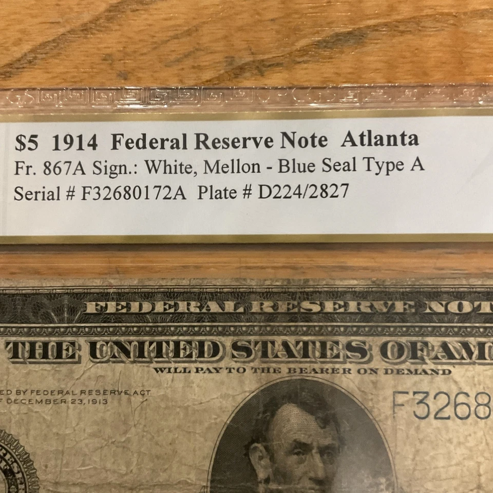 SC 1914 $5 Atlanta Blue Seal Type A PCGS 15   - Image 4 of 4