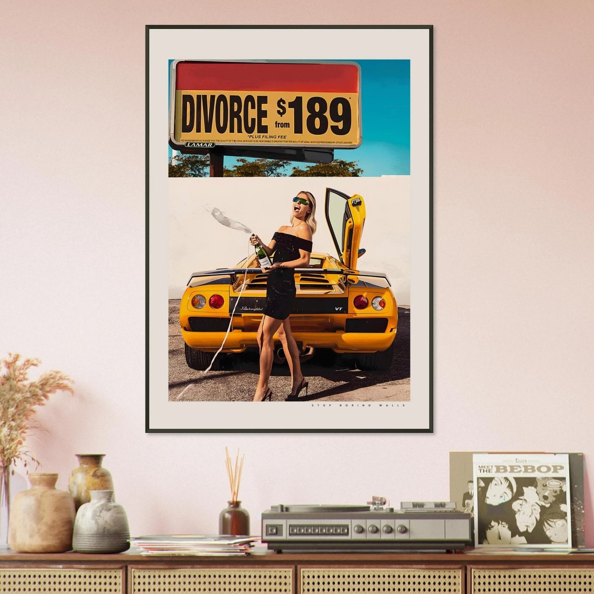 Lamborghini Diablo VT Vintage Poster Divorce 90s Car Wall Decor