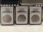 Lot Of 3 2007 Silver Eagle NGC Gem Uncirculated Early Releases Sequential