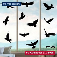 Anti-Collision Large Black Bird Shape Window Clings - Prevent Bird Strikes Save