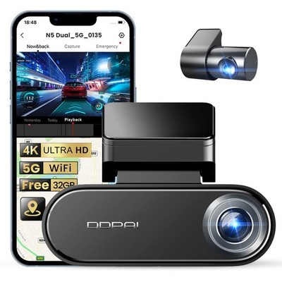 Front and rear dash cams, built-in 32GB eMMC storage, ADAS, GPS, G-Sensor