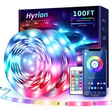 hyrion 100 ft Bluetooth LED Strip Lights,Music Sync Color Changing Lights Str...