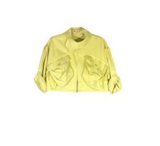 Marni Lime Green Mini Cropped Jacket With Collar