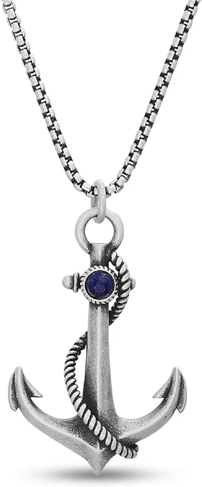 Collar De Ancla Para Hombre Vintage De Acero Inoxidable Fino Elegante Calidad - Imagem 2 de 4