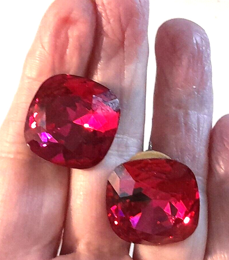 Large 1" Square Cushion Simulated Ruby Raspberry-… - image 3