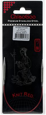 ChiaoGoo 6009-7 Red Circular Knitting Needles 9''-Size 7/4.5mm