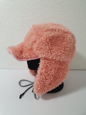 KANGOL Trapper Mütze Rosa Faux Shearling Flap Kunstfell Winter Damen Winter Hut
