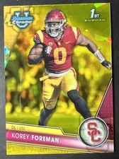2023 Bowman Chrome U Sapphire Korey Foreman 1st Yellow Cracked #190 06/75