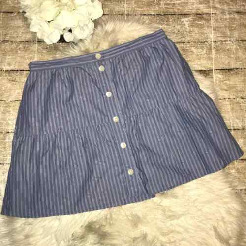 Madewell Bistro Stripe Mini Skirt Button Front Sz L Large A-Line - Picture 2 of 7