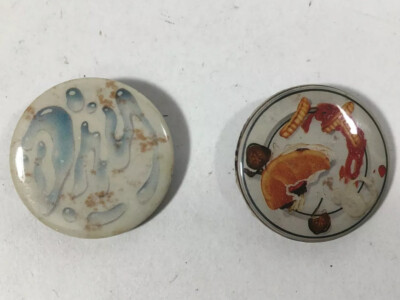 Vintage 1980s EASY ACES Pin Back Badge Buttons 2 pcs. Art by CHARLES WHITE III