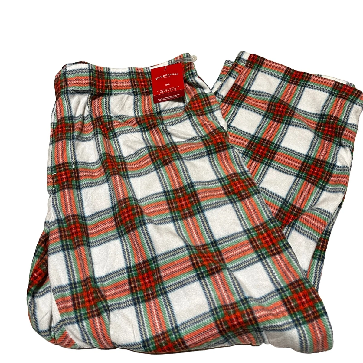 Wondershop Mens 2XL Red Green White Plaid Pajama Sleep Lounge Pants Fleece