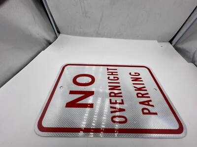 SmartSign No Overnight Parking Metal Sign 12'' x 18'' Reflective Red White