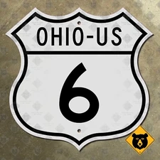 Ohio US route 6 highway road sign 1948 Cleveland Grand Army Republic 16x16