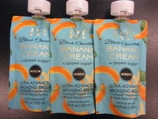 3 POUCHES BLACK CHOCOLATE BANANA CREAM BLACK 400X BRONZER 3.4 OZ TANNING LOTION