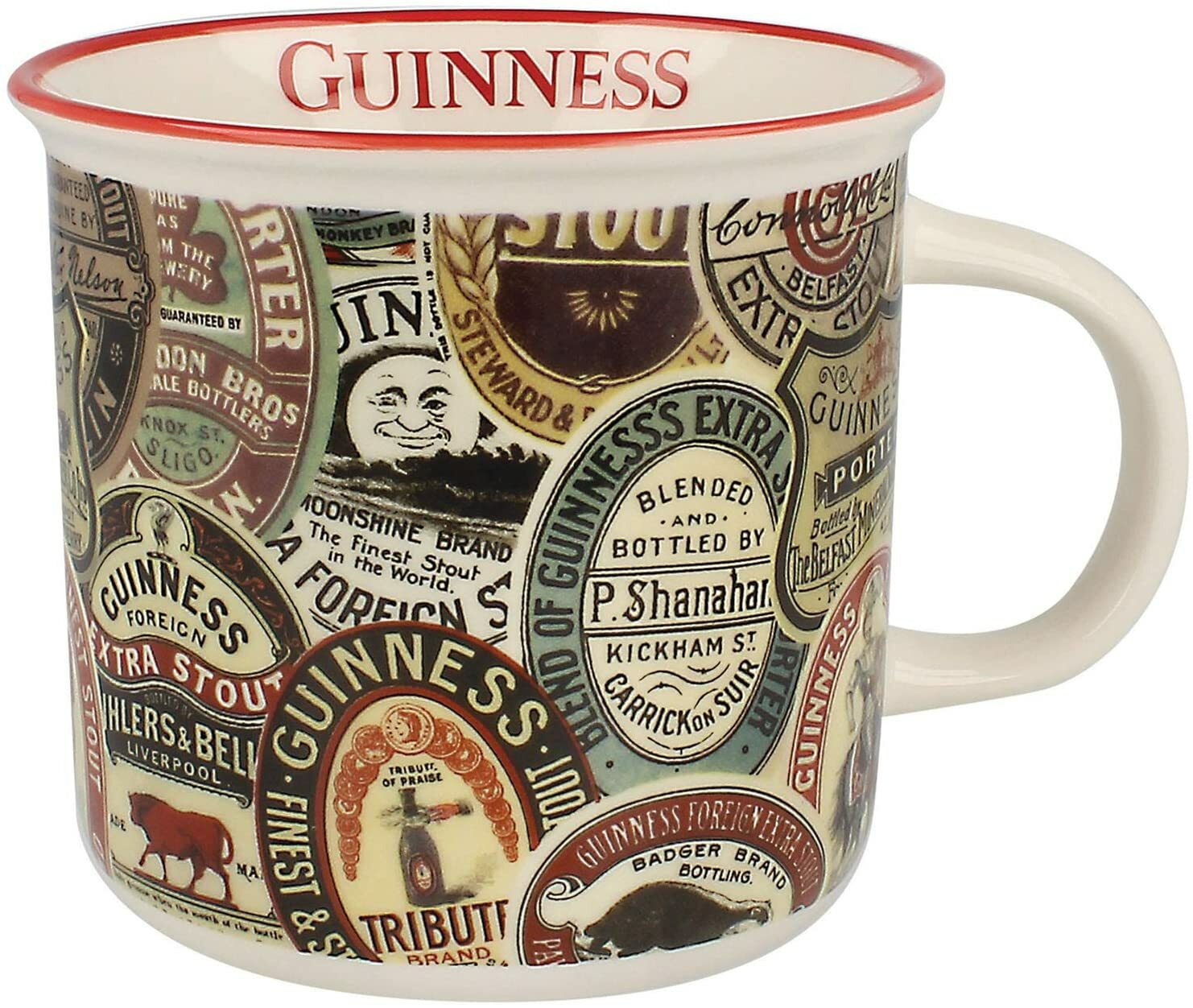 Guinness Tazza in Ceramica Collage Retrò con Manico