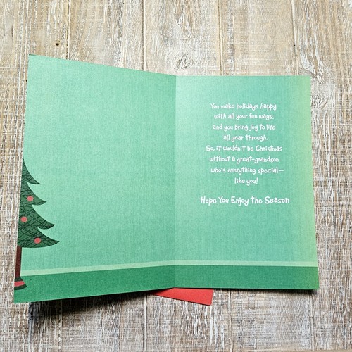 American Greetings Christmas Card 6x8 For Great Grandson Reindeer Lights Green - 第 5/7 張圖片