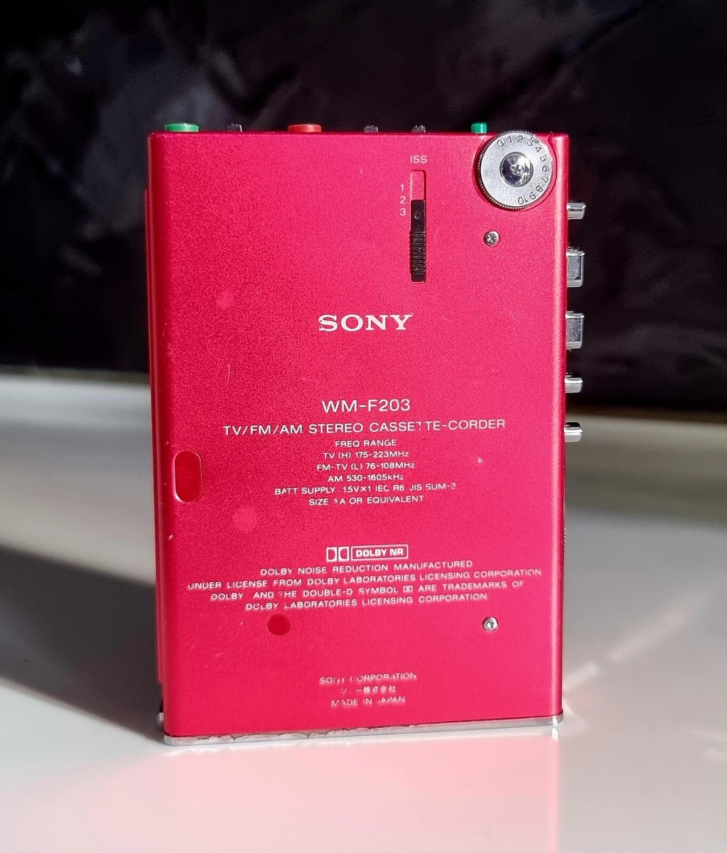 Rare Red Sony Recording Walkman WM-F203 working Excellent