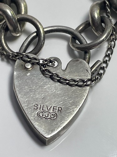 Vintage 'Georg Jensen GLtd' sterling silver 925 bracelet & heart padlock 32.14g - Picture 17 of 18
