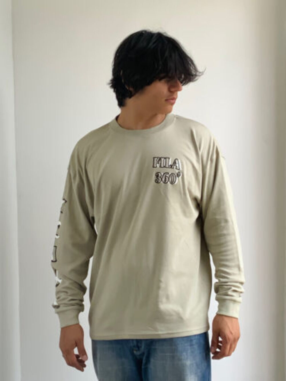 T shirt uomo Fila Khaki nera bianca maniche lunghe nuova con etichette