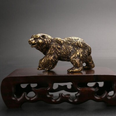 Pure copper brown bear small ornament solid brass domineering antique