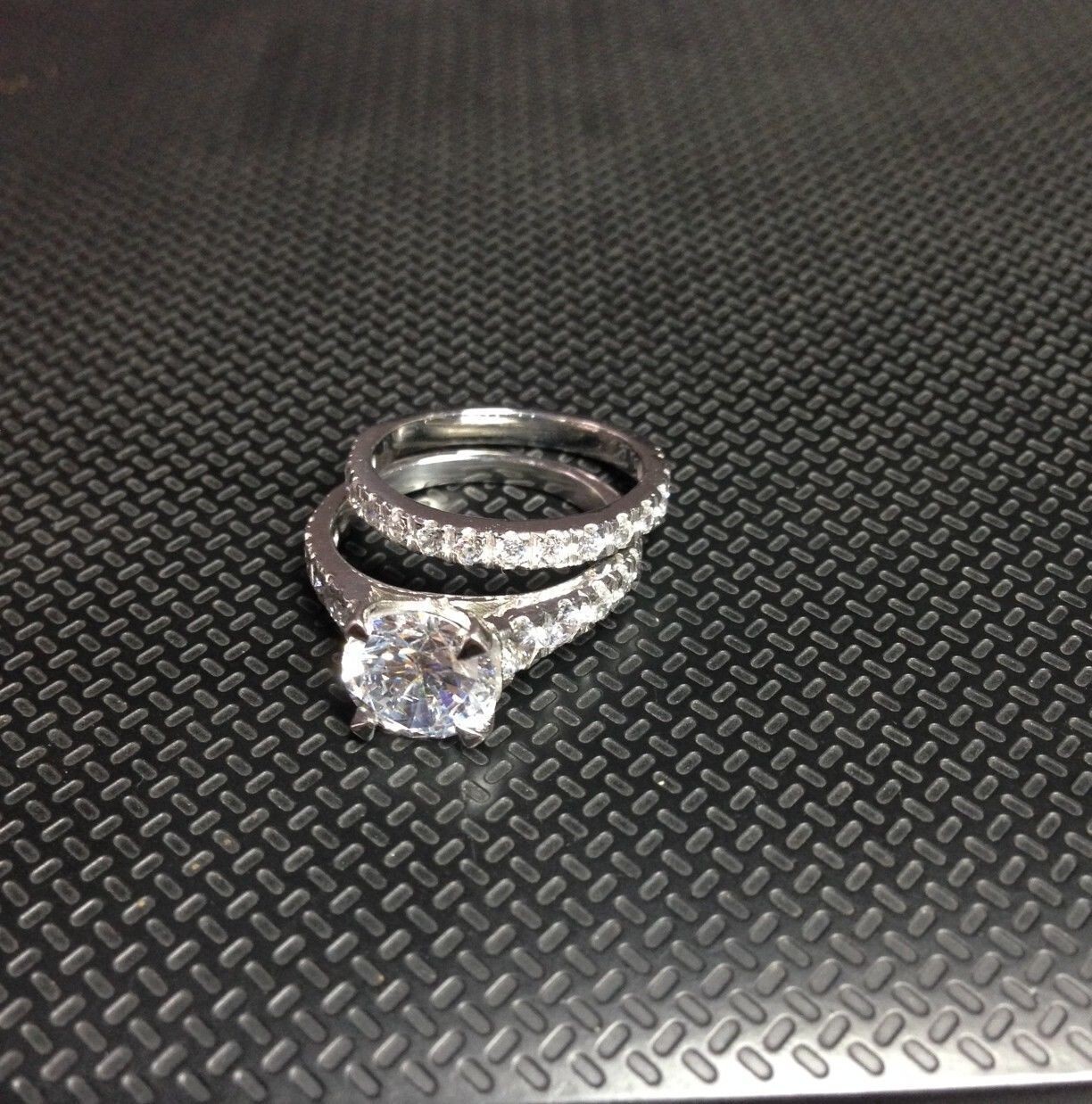 Bridal Set Moissanite Engagement Ring 3.00 Ct Round Cut 14K White Gold ...