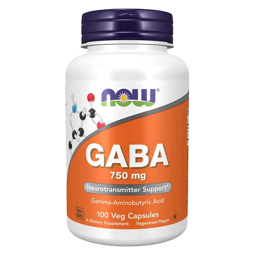 NOW FOODS GABA 750 mg 100 Veg Capsules