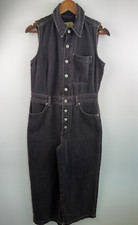 Levi's Women Standard Fit Front Buttons Sleeveless Denim Jumpsuit Black L NWT