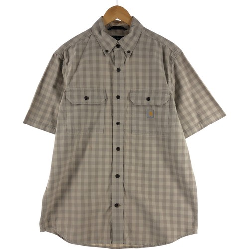 Carhartt Loose Fit Gingham Check Short Sleeve Work Shirt Men's M Size / eaa5...