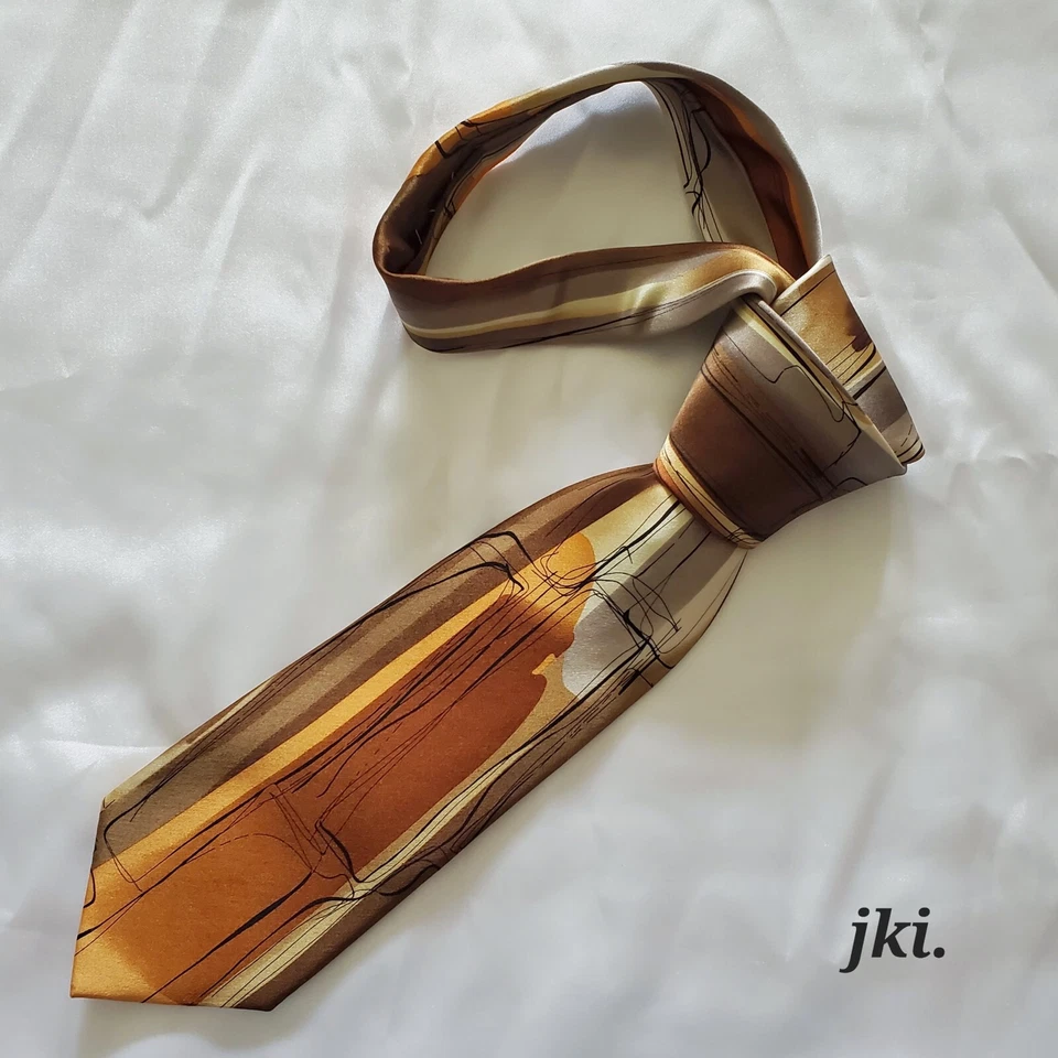 Corbatas Hombre Colección J. Garcia Seda Clásicas Naranja/Marrón Geométricas Foto 2 de 4