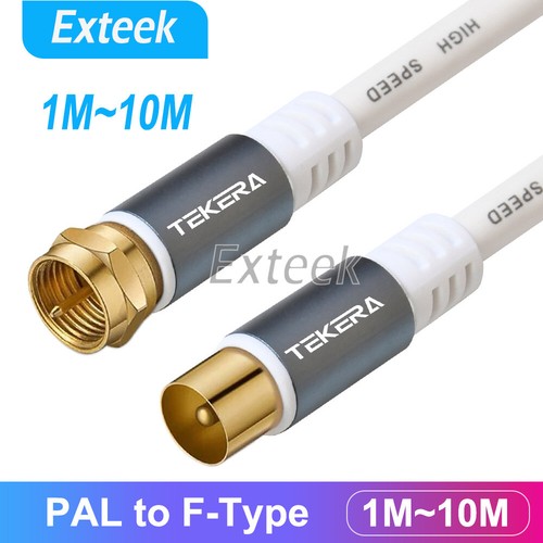 Gold TV Antenna Cable PAL Male to FType Male Flylead Aerial Cord Coax