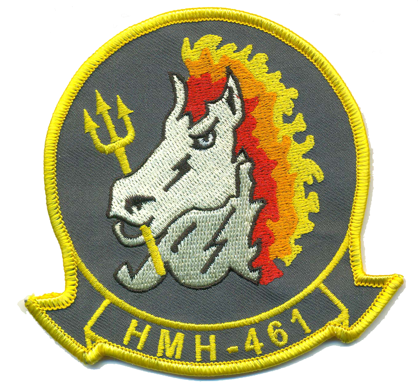 TOPPA GIACCA RICAMATA GIALLA 4" MARINE CORPS HMH 461 DISCO PONY HOOK & LOOP