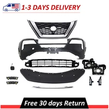 Complete Front Bumper Cover Kit Grill Fog Light For 2021 2022 2023 Nissan Rogue
