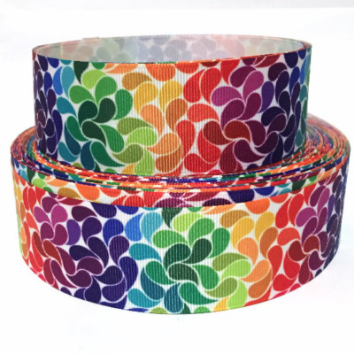 GROSGRAIN RIBBON 5/8'', 7/8'', 1.5'' & 3'' Rainbows Flowers Rainbow  Printed
