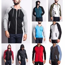 Victorious Men's Raglan Light Weight Zip Down Hoodie Fitness Sweater-TH864-A4G