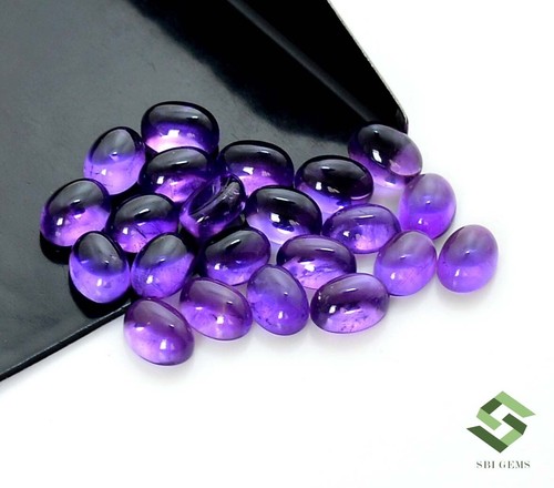 Natural Amethyst Oval Cabochon 7x5 mm Lot 10 Pcs 10.20 CTS Loose Gemstones - Picture 2 of 8