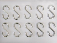 S Shaped Hooks for Hanging x10 (35MM x 4MM Zinc Plated Steel Garage Garden) 