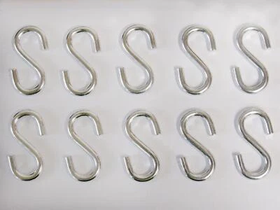SECUREFIX DIRECT S Shaped Hooks for Hanging x10 (35MM x 4MM Zinc Plated Steel Garage Garden)