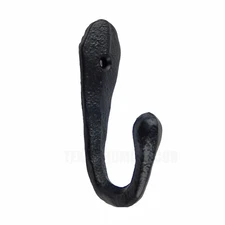 Primitive Cast Iron Wall Hook Key Towel Coat Hanger Matte Black Finish 4 in Tall