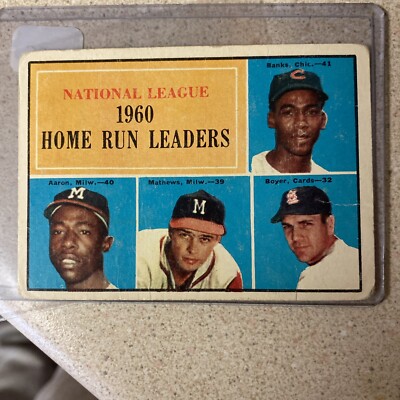 1961 TOPPS Vintage #43 Card - 1960 NL HOME RUN LEADERS-Banks,Aaron,Matthews
