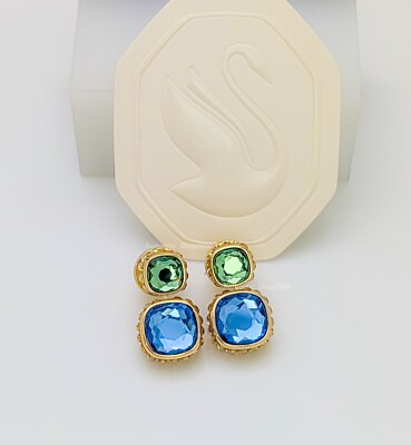 Swarovski 　ピアス NEW Authentic SWAROVSKI Green Blue Pink Crystal Chroma Drop