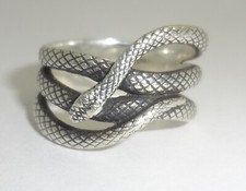 Vintage Sterling Silver Coiled Serpent or Snake Ring Size 10