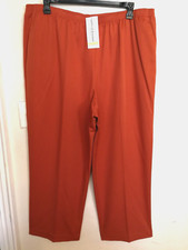 Pantalones para mujer Alfred Dunner 24W Plus naranja quemado elástico bolsillos elásticos