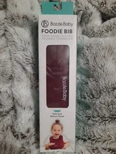 Bazzle Baby Foodie Bib Easy Storage Travel Maroon Snap Button Food Grade Silicon