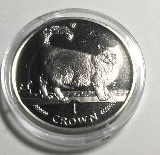 elf  IOM Isle of Man 1 Crown 1998  Birman Cat Copper-Nickel  Proof