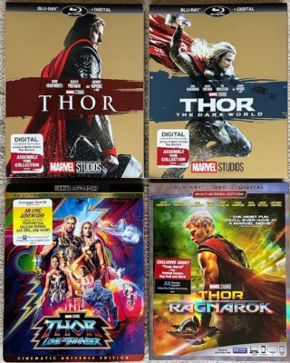 NEW! Thor 4-Movie Collection/LOT, 4-Disc Blu-ray, DVD, Digitals, W/ Slipcovers