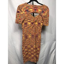 Current Air Sweater Dress Multicolored Knit Cutout Short Sleeve Bodycon Size XS