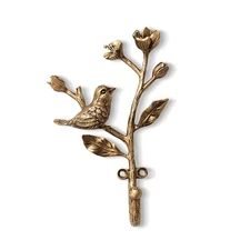 Vintage Bird on Branch with Flowers Decorative Wall Hooks,Alloy Wall Mounted ...
